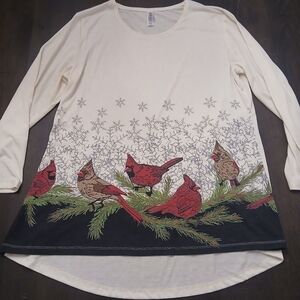 Mac & Belle Round Neck Long Sleeve Cardinal Club Shirt Size: 2X PLUS SIZE NEW